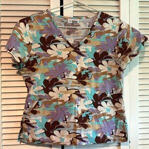 Life Nurse Medical Scrub Uniform Top Camouflage XS
